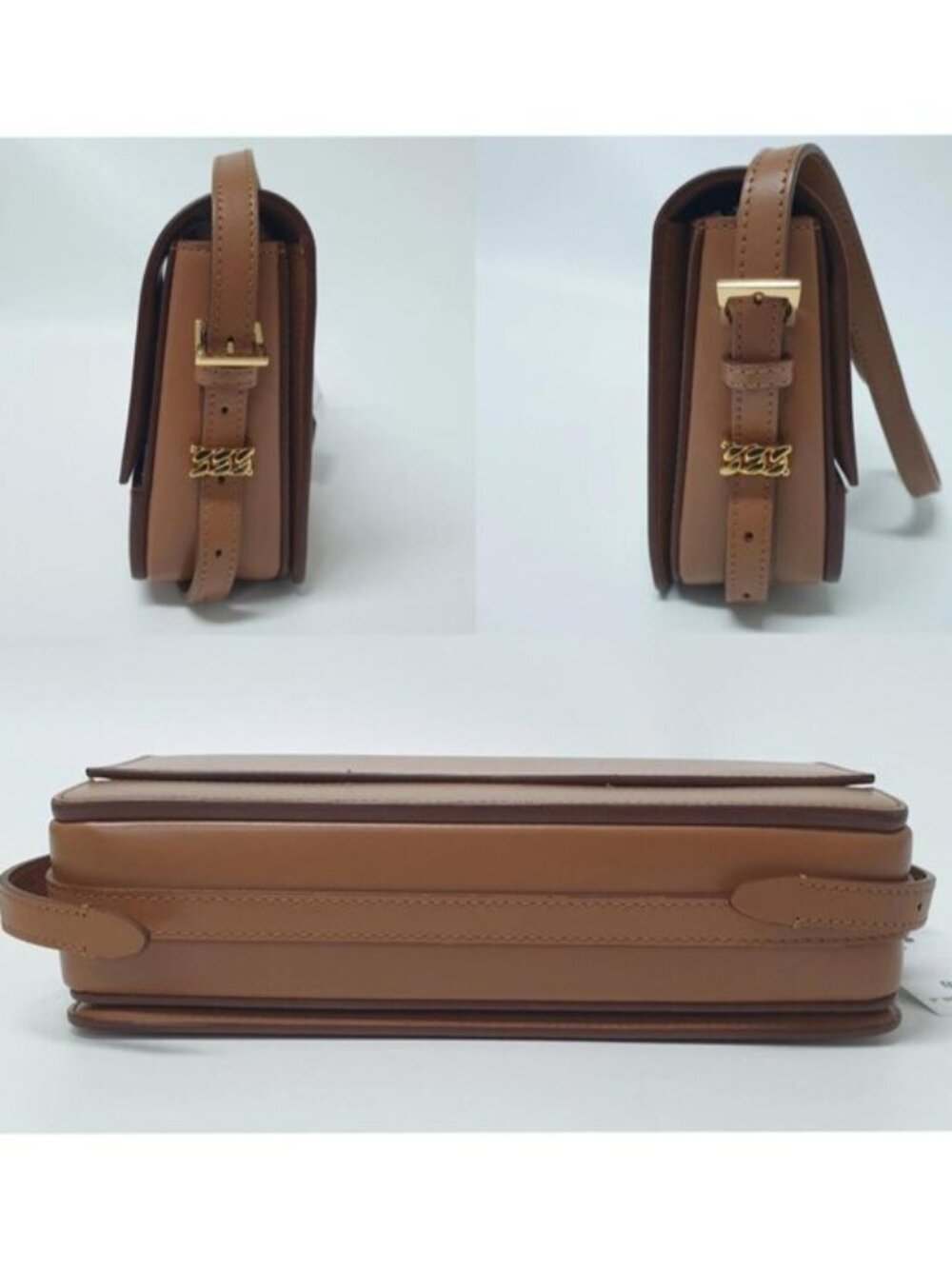Authentic Burberry Brown Leather Shoulder Bag Logo Flap Dust Bag Luxury - Picture 4 of 12